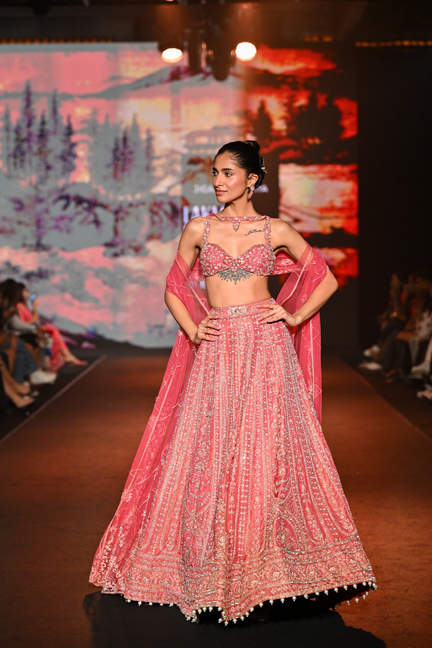 Coral Shimmer Lehenga Set