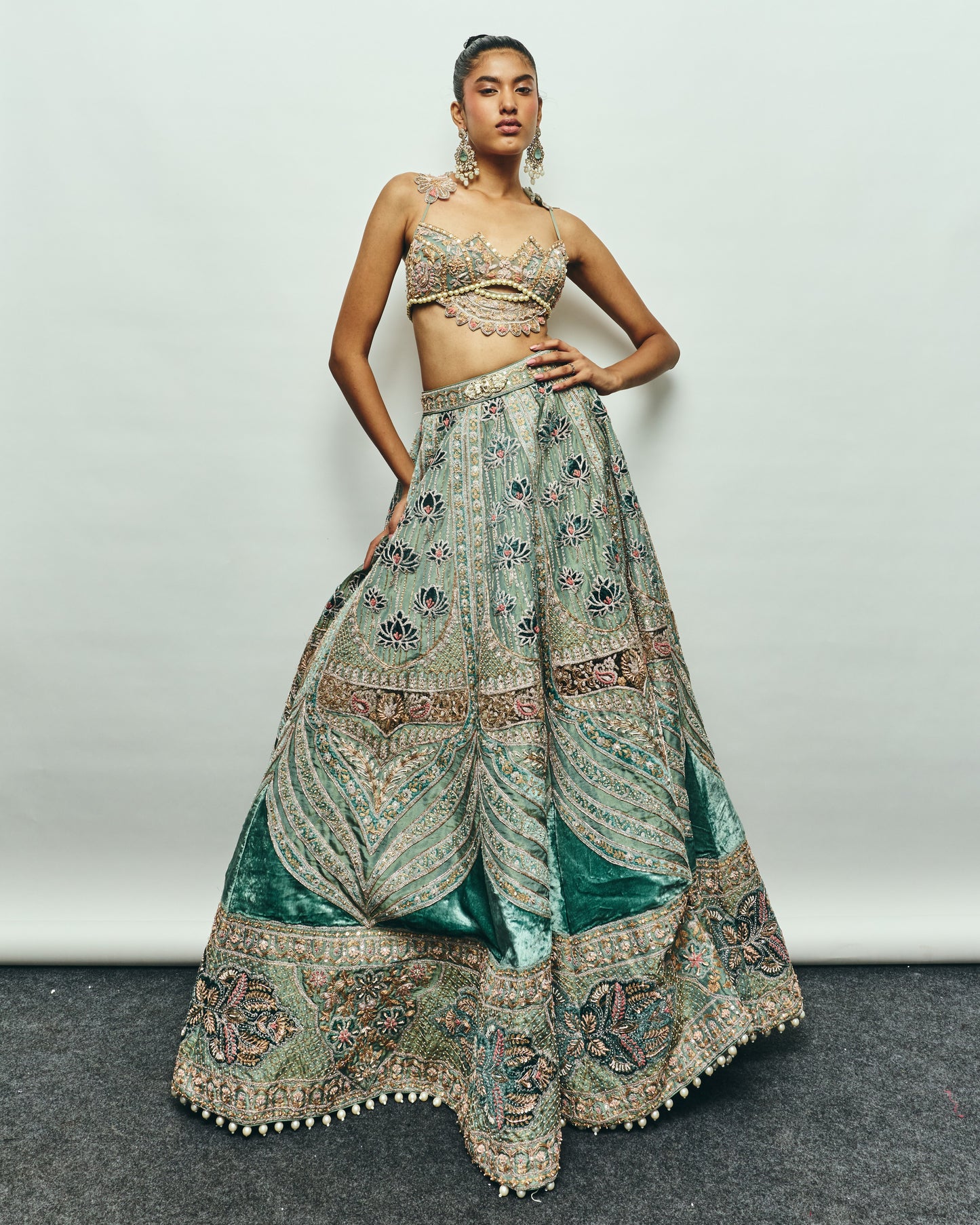 Lotus Teal Lehenga Set
