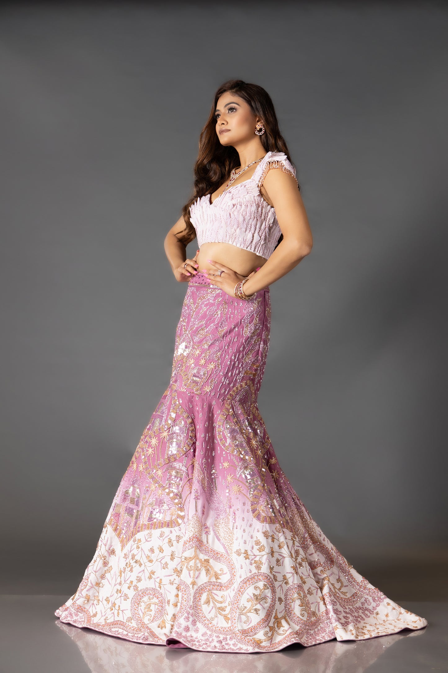 Ombre Mauve Pink Lehenga Set