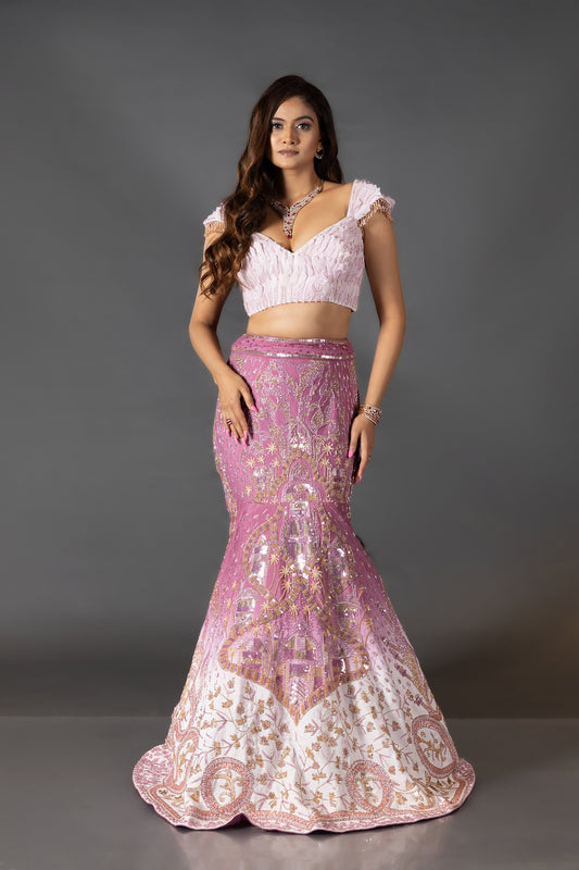 Ombre Mauve Pink Lehenga Set