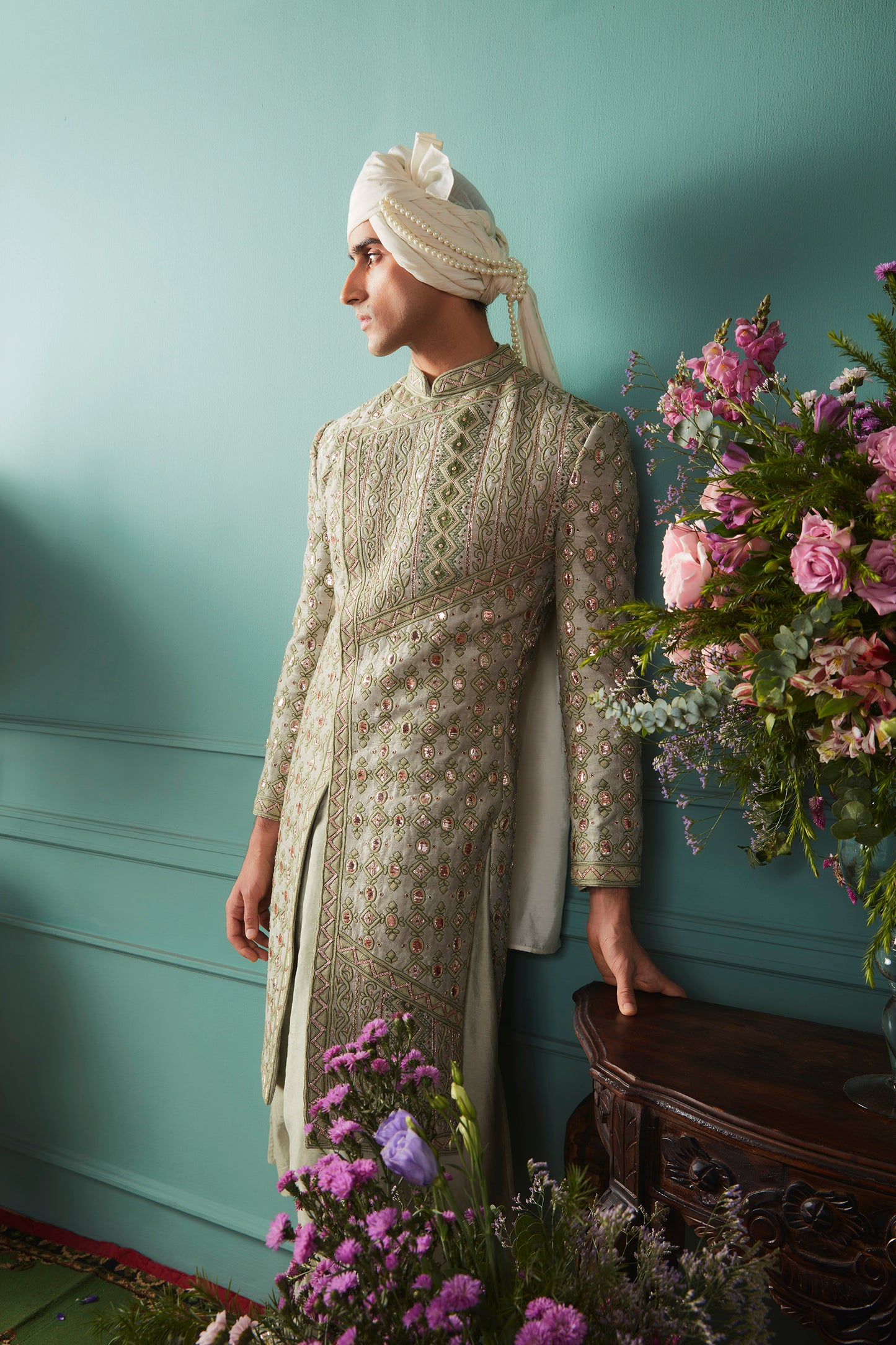 Jade sheen Sherwani Set