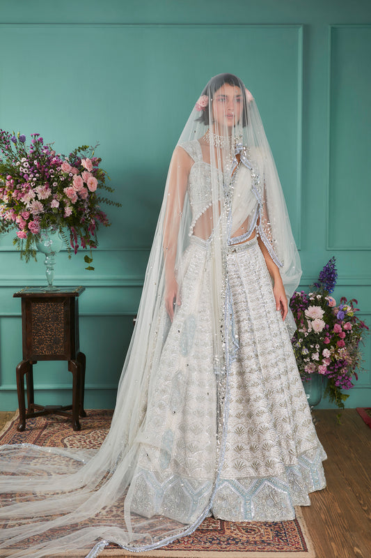 Ivory Lehenga With French Chateau Elements