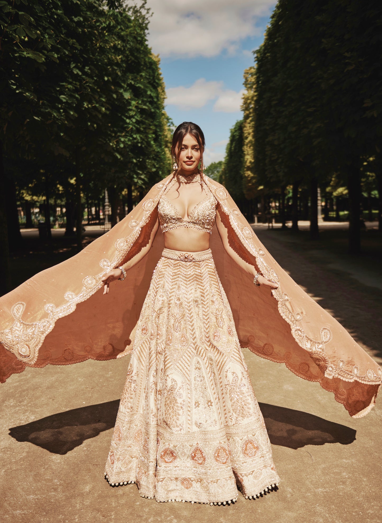 Ivory and Rust Lehenga Set