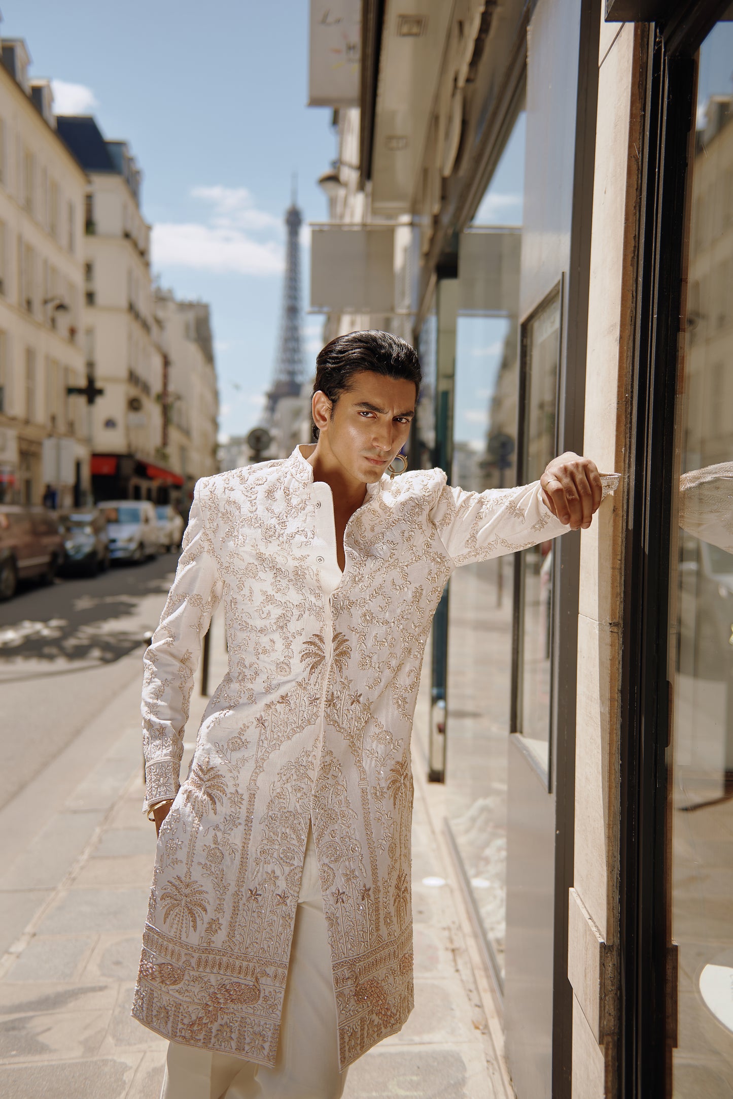 White & Gold Sherwani