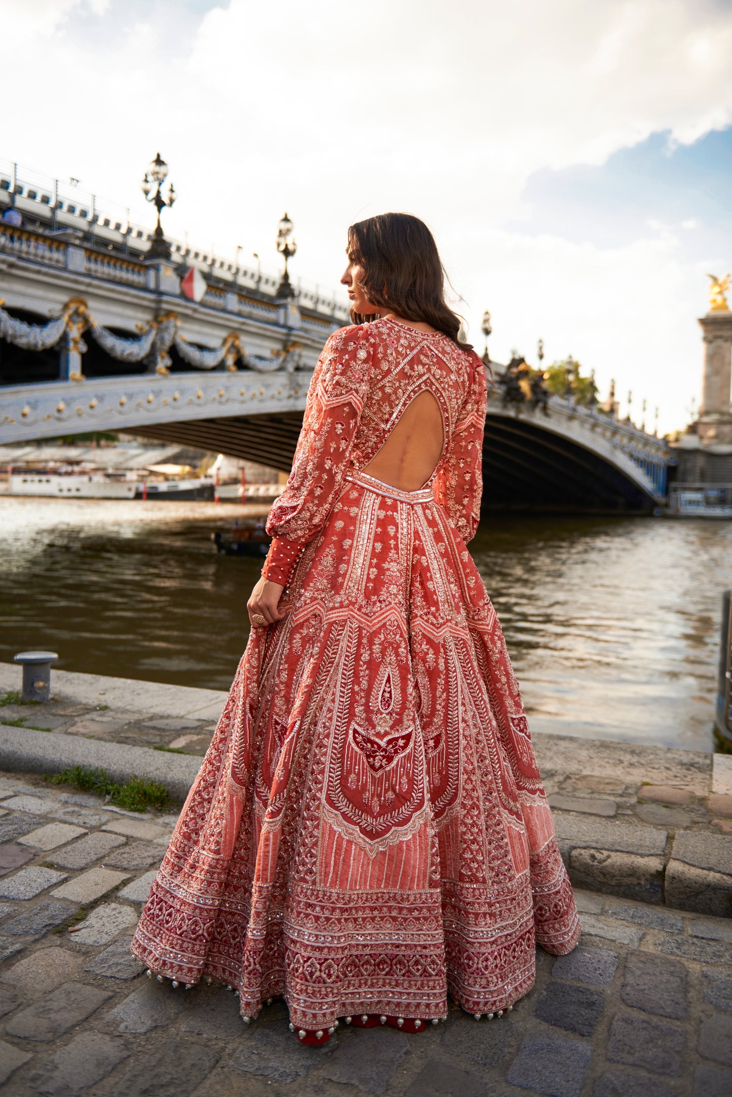 Red Puff- Sleeve Lehenga Set