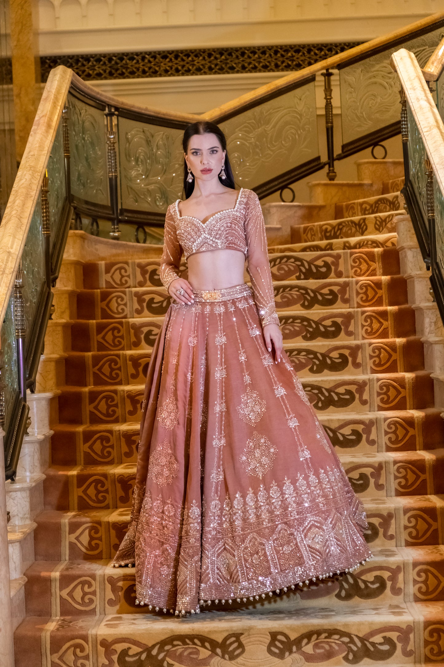 Hazel Brew Brown Lehenga Set