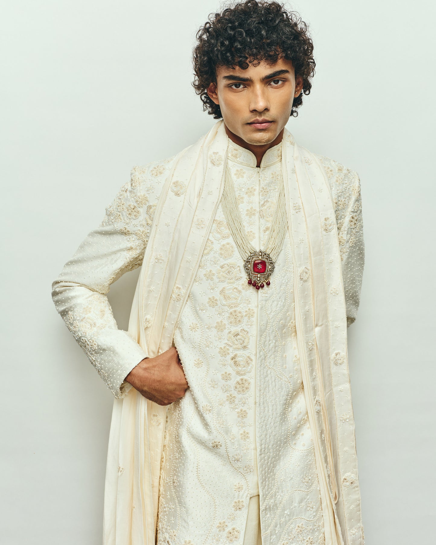 White Monotone Sherwani