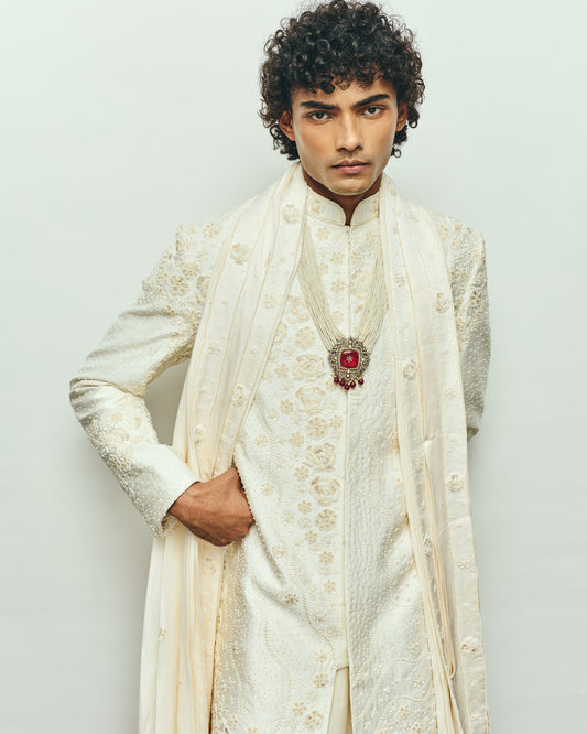 White Monotone Sherwani