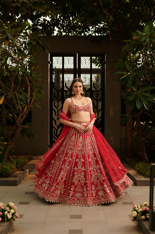 Love Spell Red Lehenga