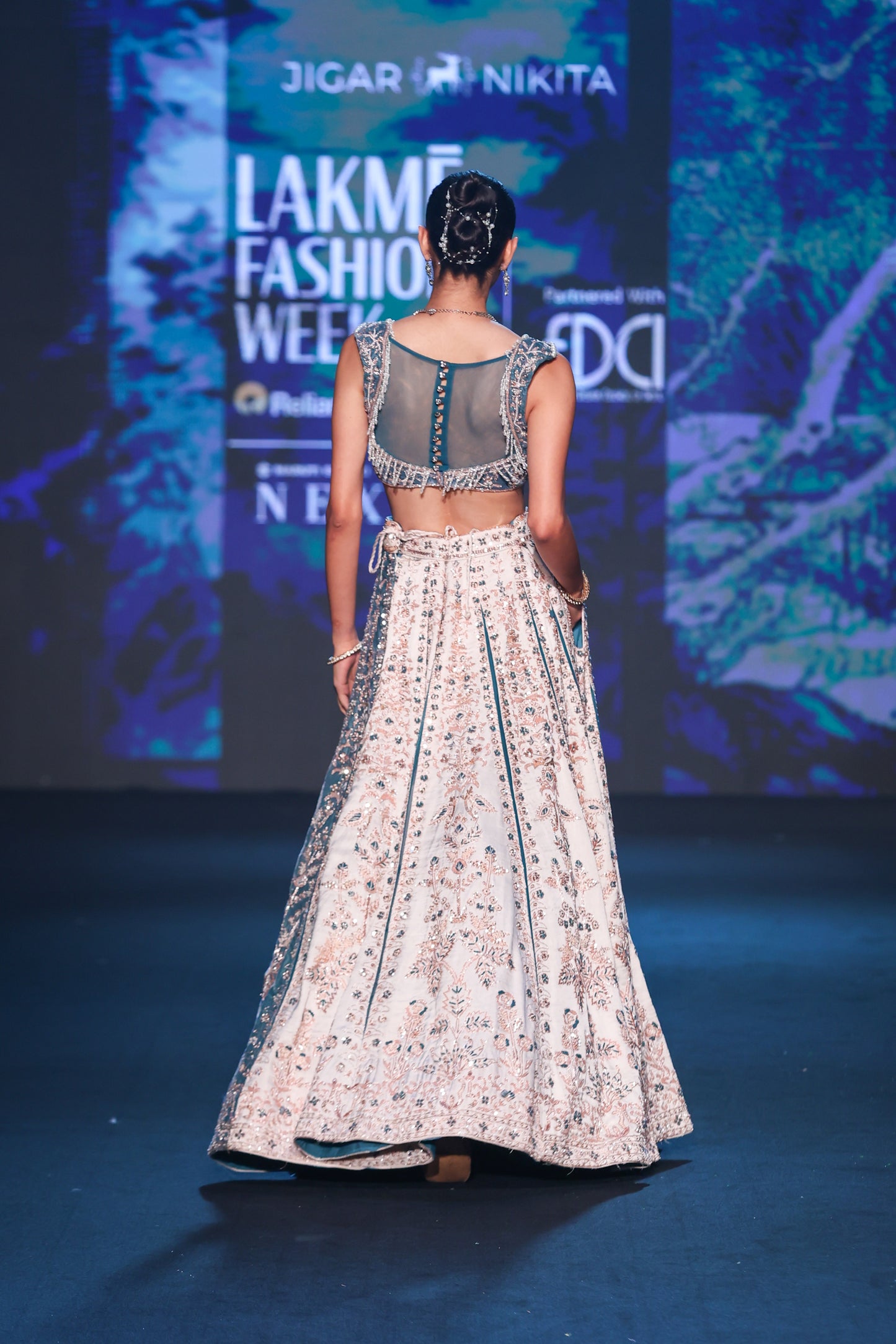 2 Pannel French Blue Lehenga Set