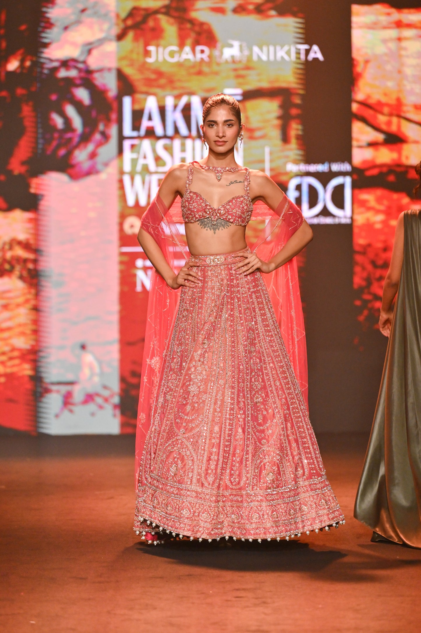 Coral Shimmer Lehenga Set