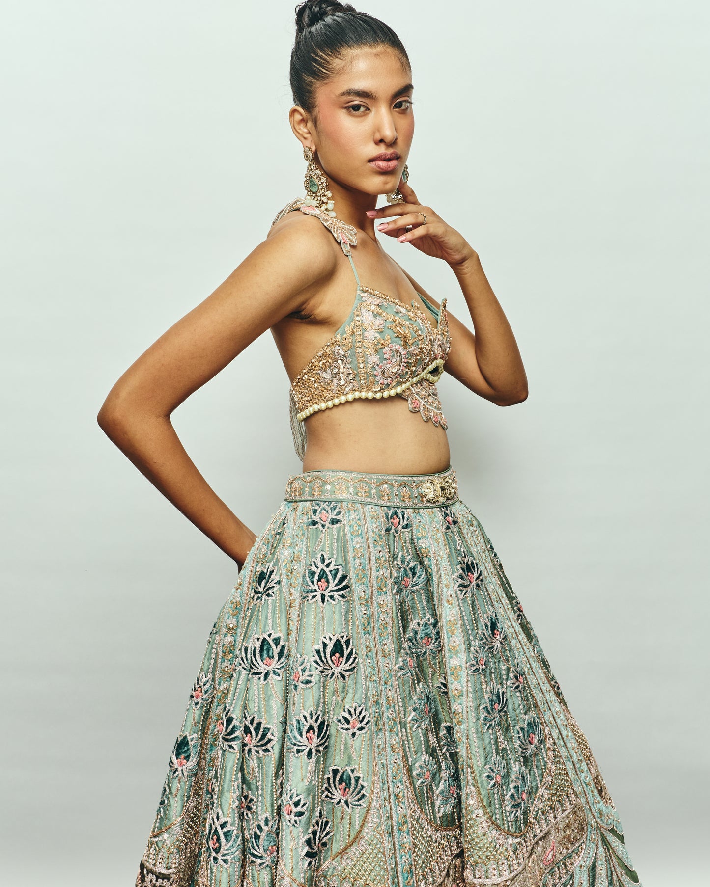Lotus Teal Lehenga Set