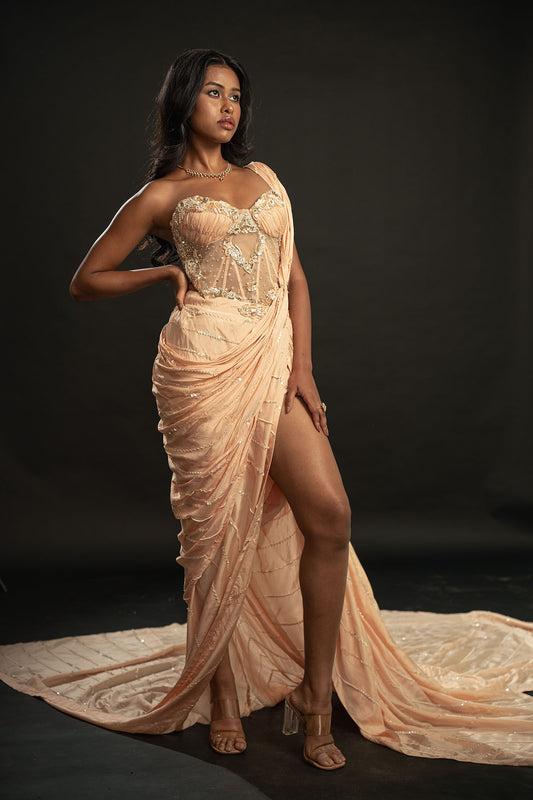 Pre-draped Saree with Blouse