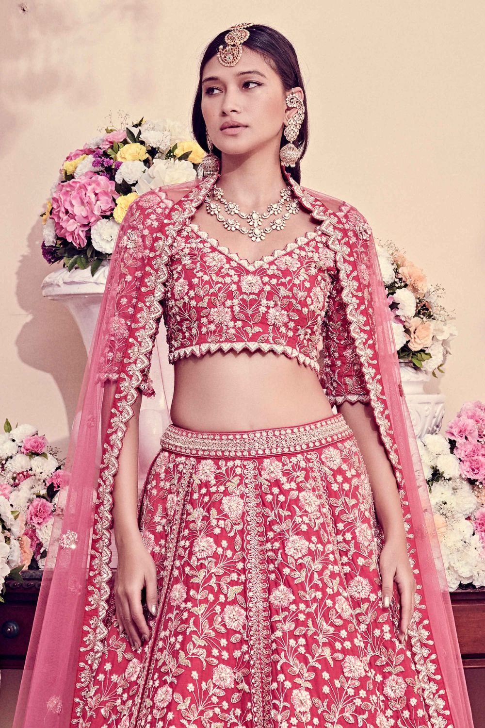 Cranberry red Lehenga