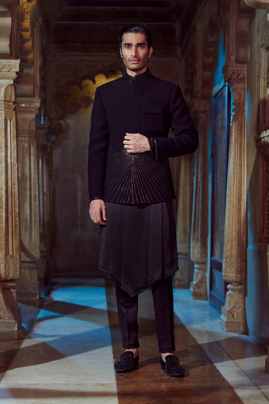 Black V Shaped Kurta