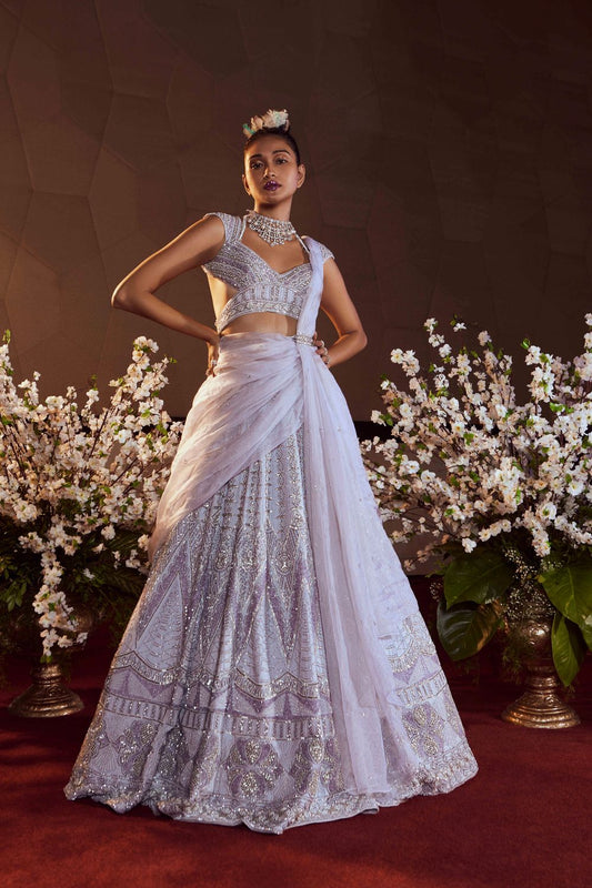 Lilac Marble Lehenga Set