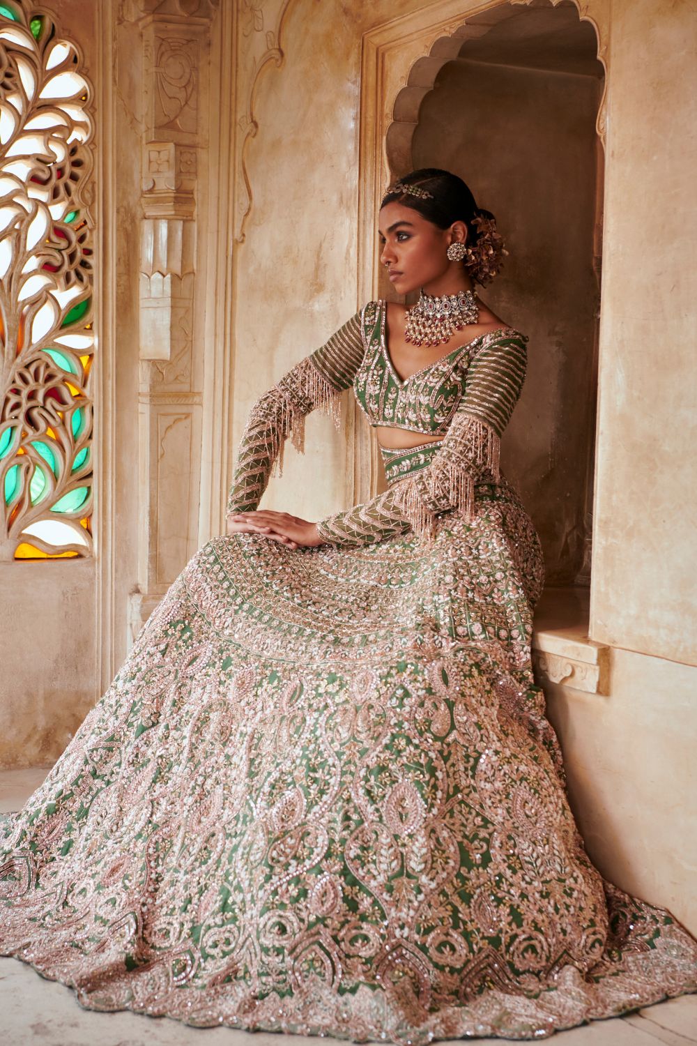 Emerald Green Bridal Lehenga