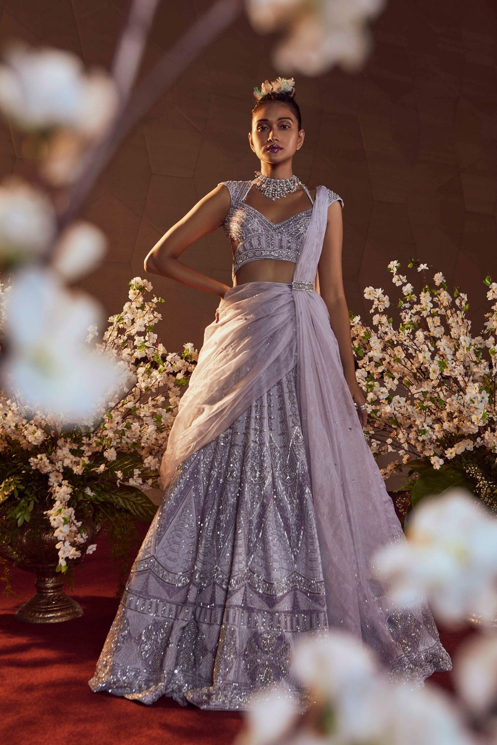 Lilac Marble Lehenga Set