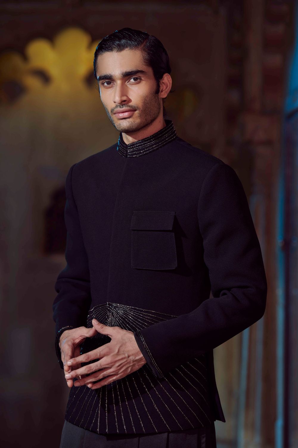 Black V Shaped Kurta