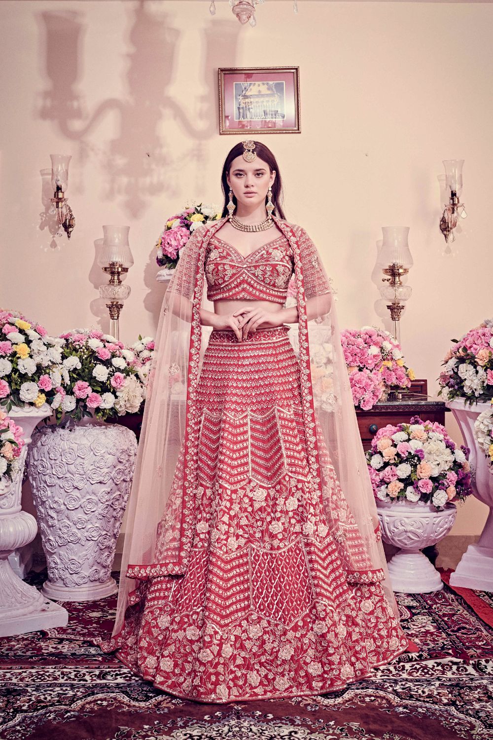 Cranberry red Lehenga