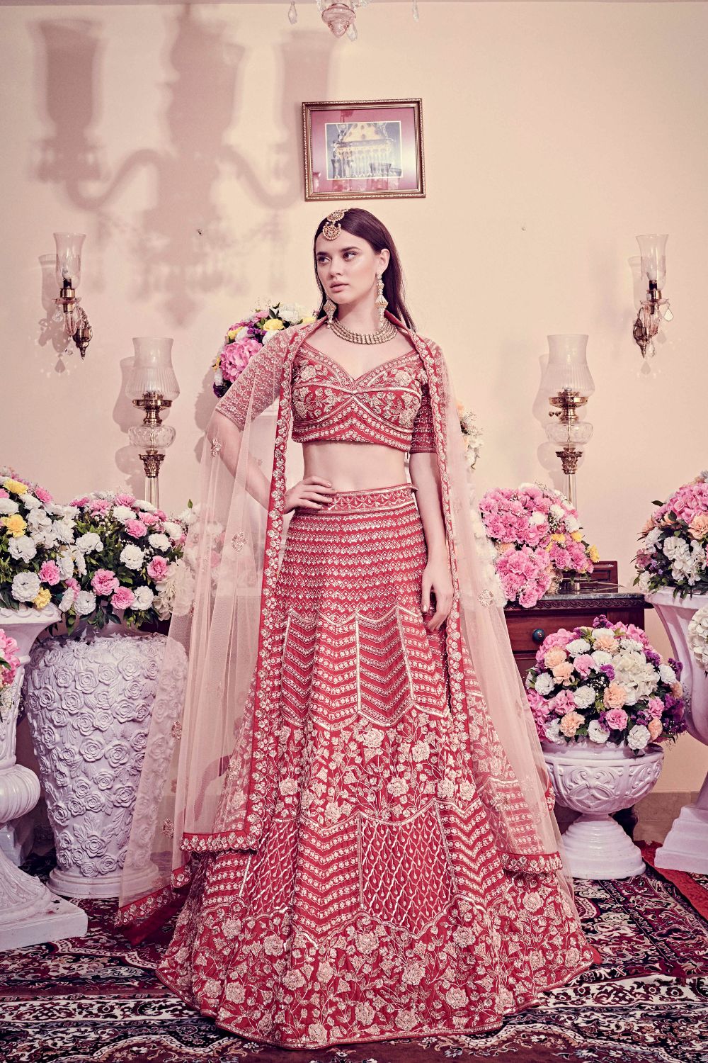 Cranberry red Lehenga